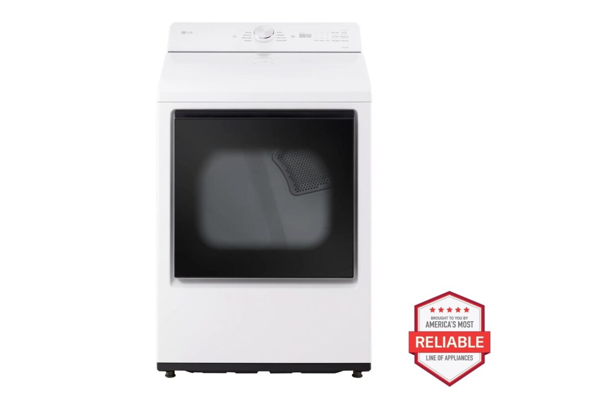 LG 7.3 cu. ft. Ultra Large Capacity Rear Control Gas Dryer with AI Sensing and ThinQ(R) Smart Features DLG8201W (a4l65cqtgspw)