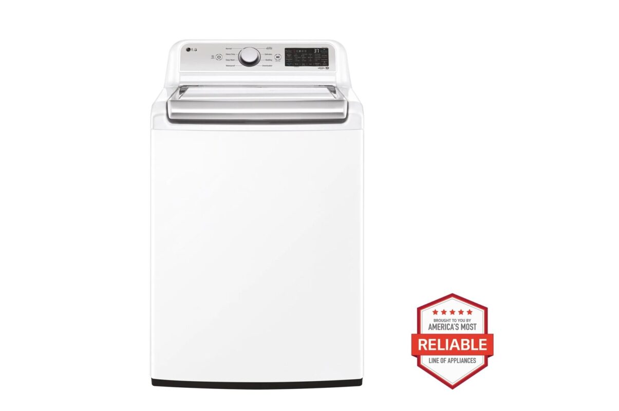 LG 5.3 cu. ft. Mega Capacity Smart Wi-Fi Enabled Top Load Washer with 4-Way(TM) Agitator & TurboWash3D(TM) Technology WT7405CW (a4liynku3t5b)